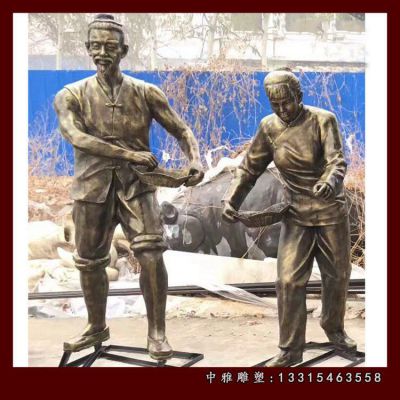 铜雕园林农耕人物
