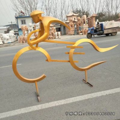 不锈钢抽象骑行人物雕塑