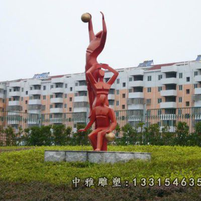 公园打篮球人物不锈钢雕塑