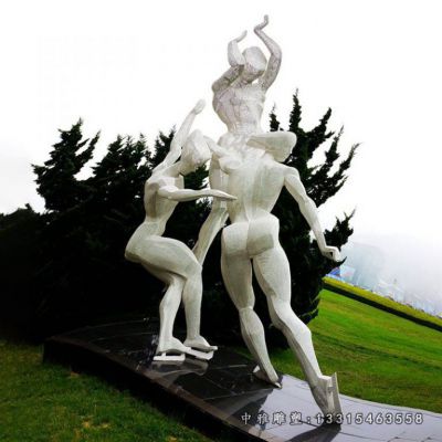 广场滑冰不锈钢人物雕塑