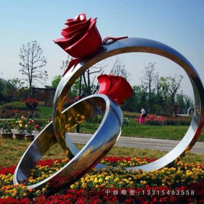不锈钢广场玫瑰雕塑
