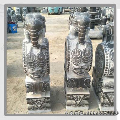 仿古石雕大象抱鼓石