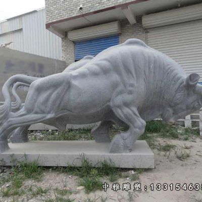 石雕开荒牛摆件
