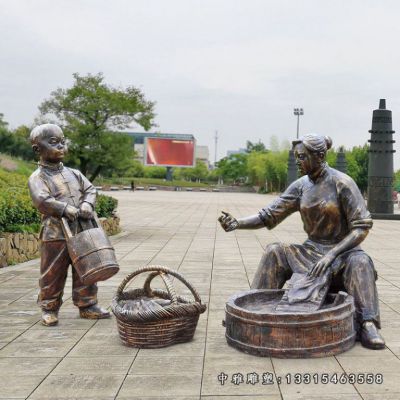 广场铜雕孝道人物雕塑