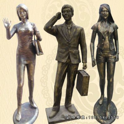 广场铜雕购物人物