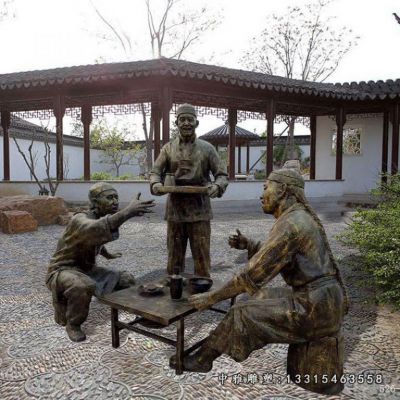 铜雕喝酒人物雕塑