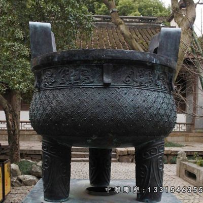 铜雕寺庙三足鼎雕塑