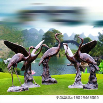 铜雕动物仙鹤