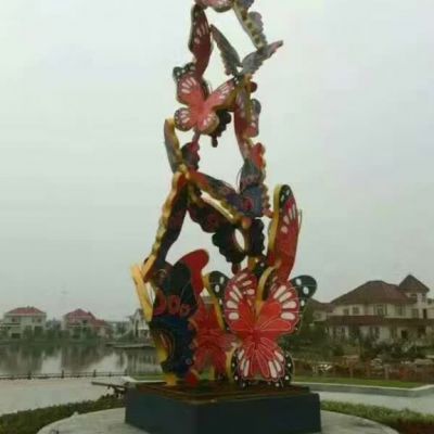 不锈钢彩绘蝴蝶雕塑