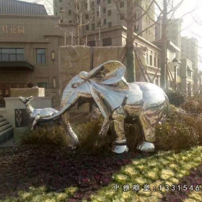 动物大象不锈钢雕塑