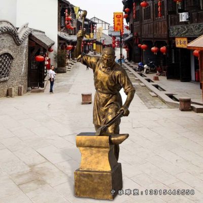 铜雕商业街打铁人物