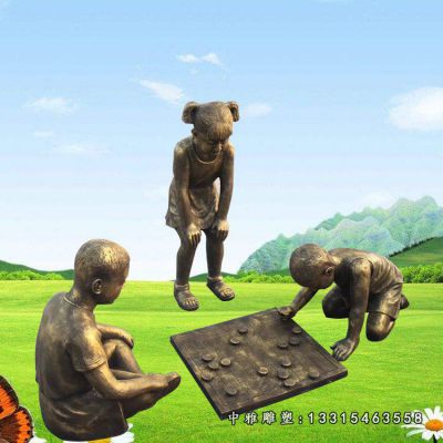 铜雕公园下棋人物