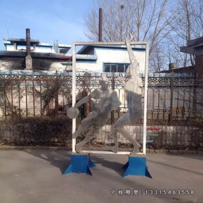 公园不锈钢打篮球人物