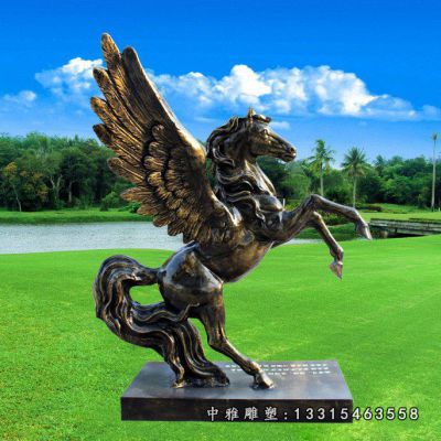 铜雕动物飞马