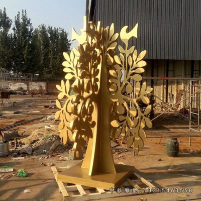 公园不锈钢树叶雕塑