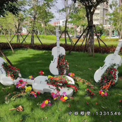 乐器不锈钢大提琴雕塑