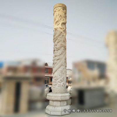广场龙柱石雕