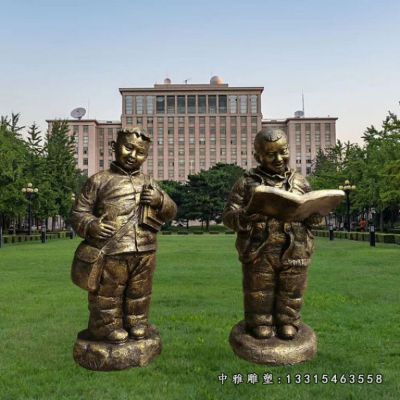 铜雕校园读书人物雕塑