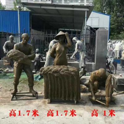 铜雕农耕主题人物