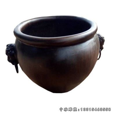 铜雕庭院圆形水缸雕塑