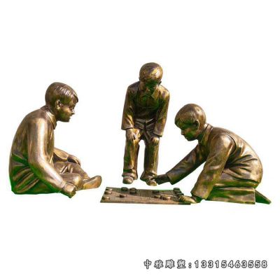 铜雕公园下棋人物