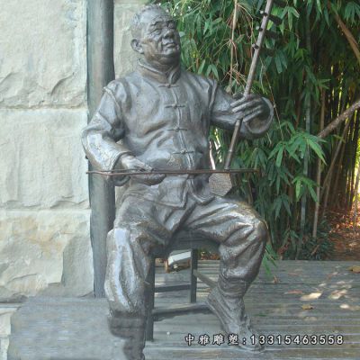 铜雕拉二胡人物