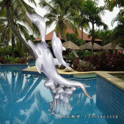 海豚动物不锈钢雕塑