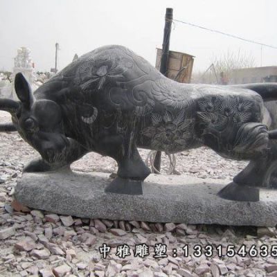 石雕广场动物牛
