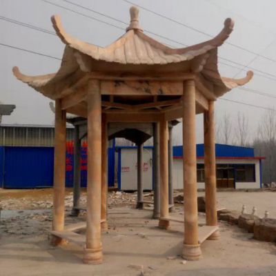 石雕晚霞红凉亭