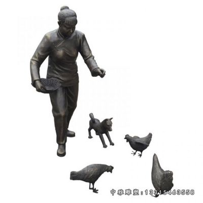 铜雕动物鸡摆件