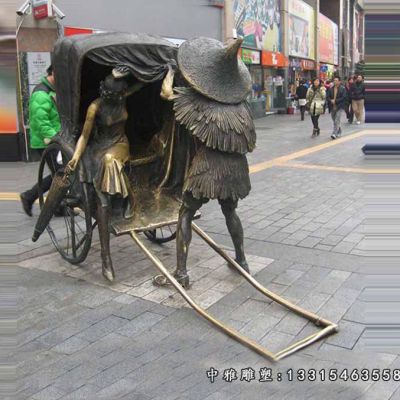 铜雕步行街车夫