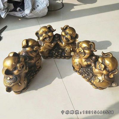 铜雕商场招财小金猪雕塑