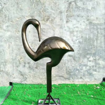 公园抽象丹顶鹤铜雕