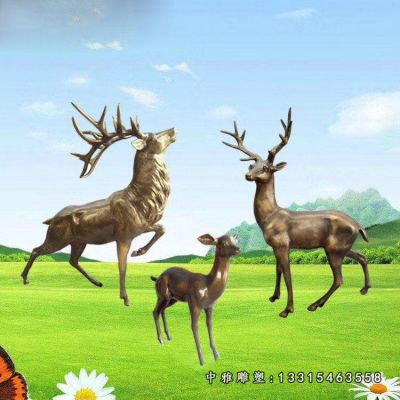 铜雕动物小鹿