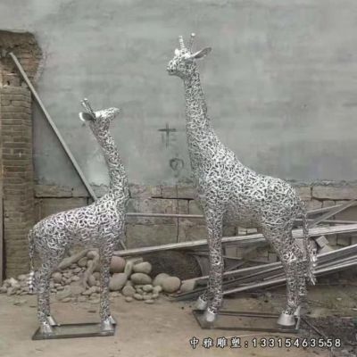 长颈鹿不锈钢动物摆件