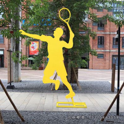 不锈钢户外打羽毛球人物雕像