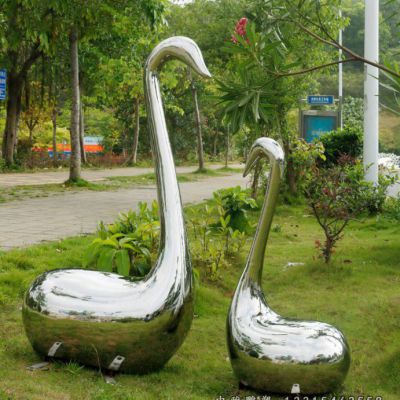 天鹅抽象不锈钢动物雕塑