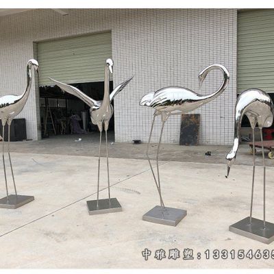 动物不锈钢仙鹤雕塑