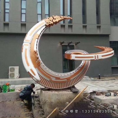 不锈钢广场月亮雕塑