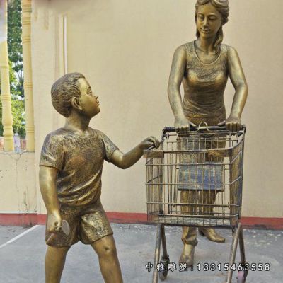 铜雕商业街购物人物雕像