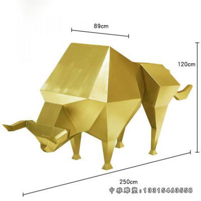 动物不锈钢牛摆件