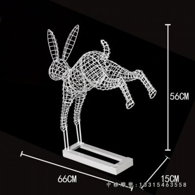 镂空兔子不锈钢雕塑