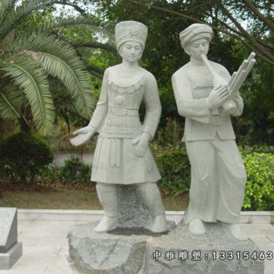 大理石少数民族奏乐雕塑