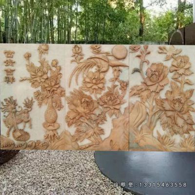 晚霞红浮雕花开富贵