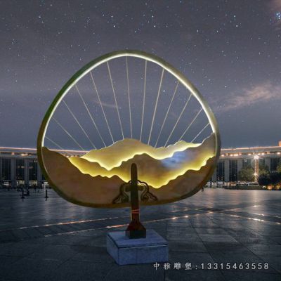 不锈钢树叶灯饰雕塑