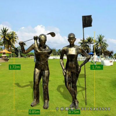 打高尔夫球城市人物雕塑