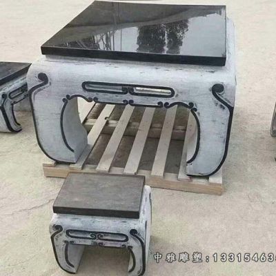 青石石桌石凳公园雕塑