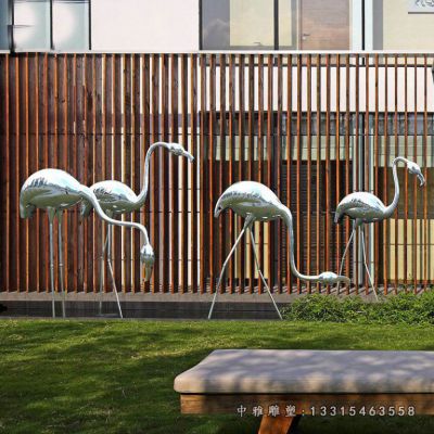 火烈鸟抽象不锈钢雕塑