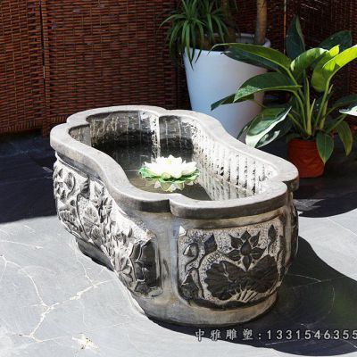 青石鱼缸景观雕塑