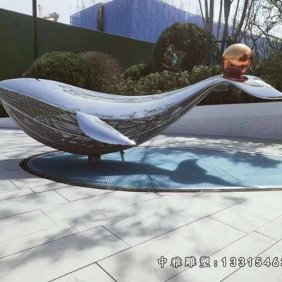 鲸鱼不锈钢动物雕塑